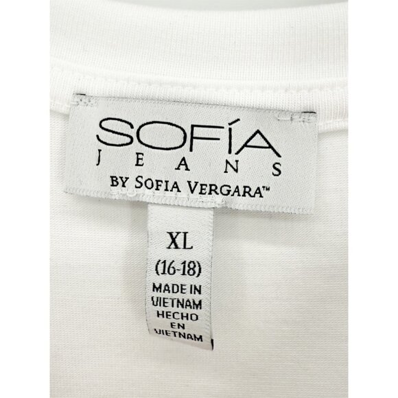Sofia Jeans Women's Ruched Side Tee with Short Sleeves WHITE NEW XL - Picture 5 of 12